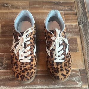 Leopard Print Women's Sneakers with White Accents
